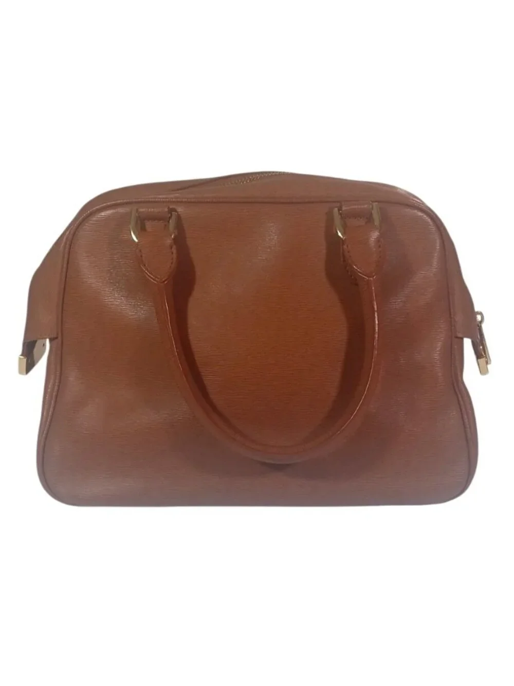 VTG Lauren Ralph Lauren Satchel Handbag Carmel Brown & Gold Sloan Street Dome